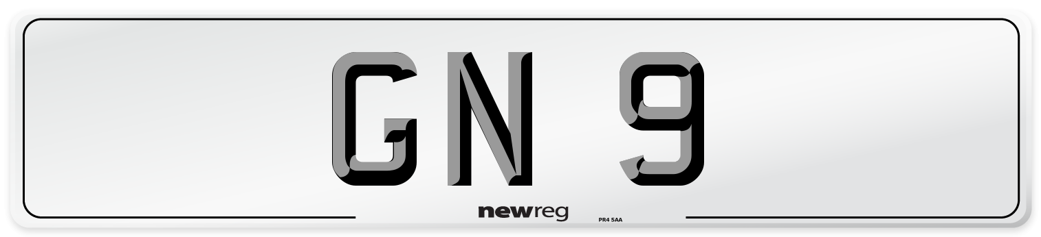 GN 9 Number Plate from New Reg